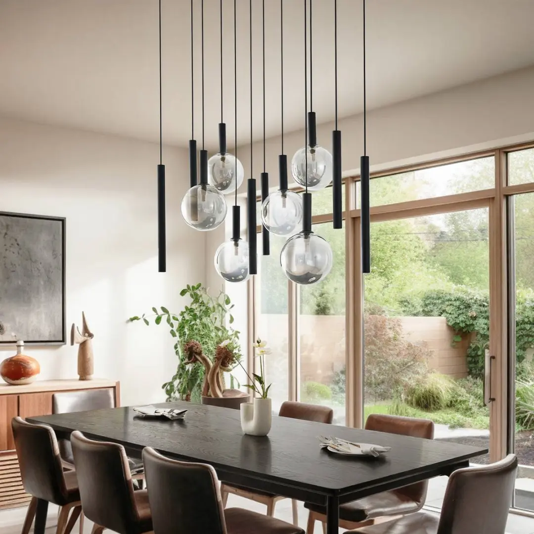 Lucande Hanglamp 12-lichts - Glas - 30cm - Zwart/rookgrijs