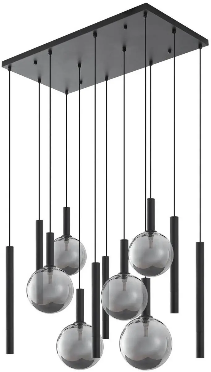 Lucande Hanglamp 12-lichts - Glas - 30cm - Zwart/rookgrijs