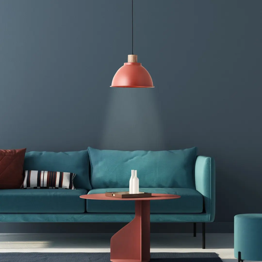 Brilliant Erena Hanglamp 38cm - Rood Metaal/Hout
