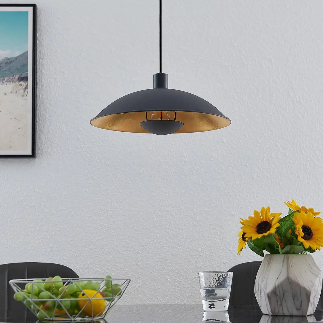 Lindby Hanglamp 1 Licht E27 - Zwart/Goud