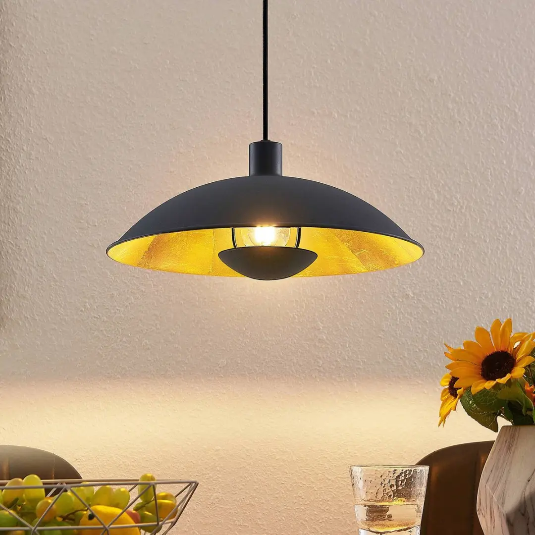 Lindby Hanglamp 1 Licht E27 - Zwart/Goud