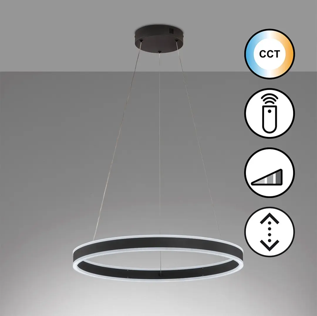 Fischer & Honsel Sirko Hanglamp 54W - Zwart - 8500 Lumen