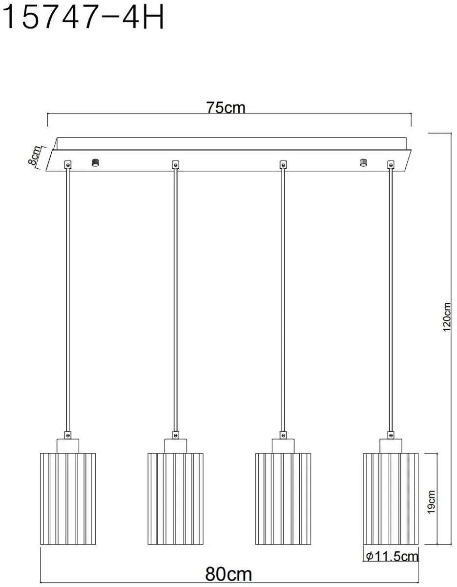 Globo Cayden Hanglamp - 4 Lichtpunten - Staal