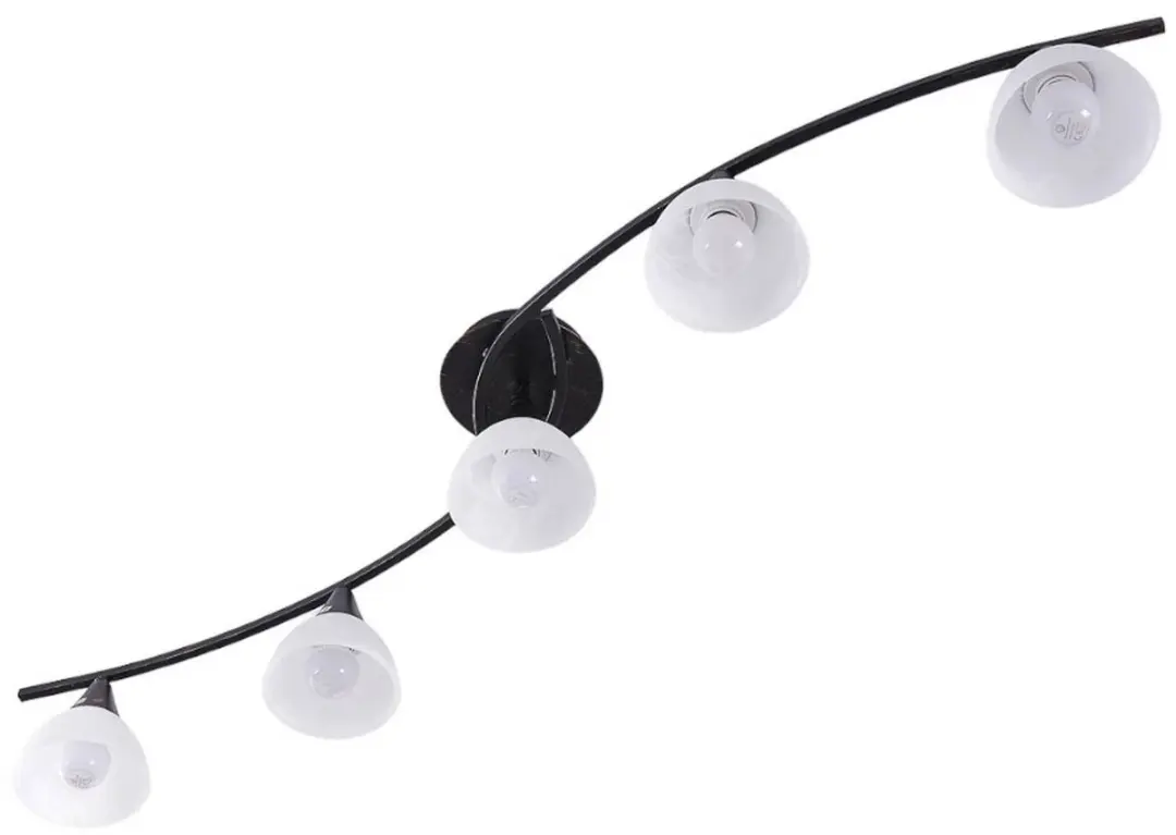 Lindby Plafondlamp 5-Lichts Della+ - 11cm - E14 - Wit/Geborsteld Zwartgoud