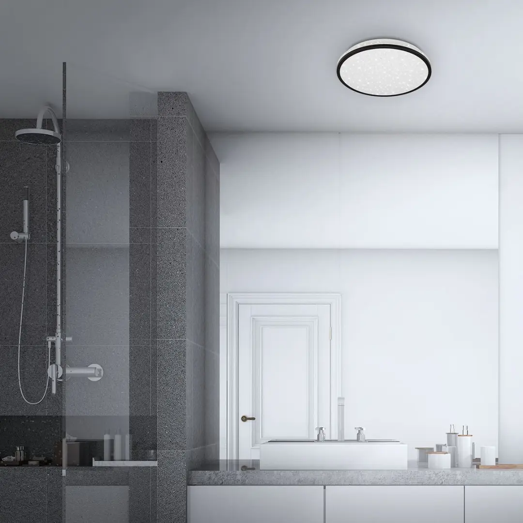 Briloner Acorus LED Plafonnière 12W - Sterrenhemel - Ø28cm - Zwart