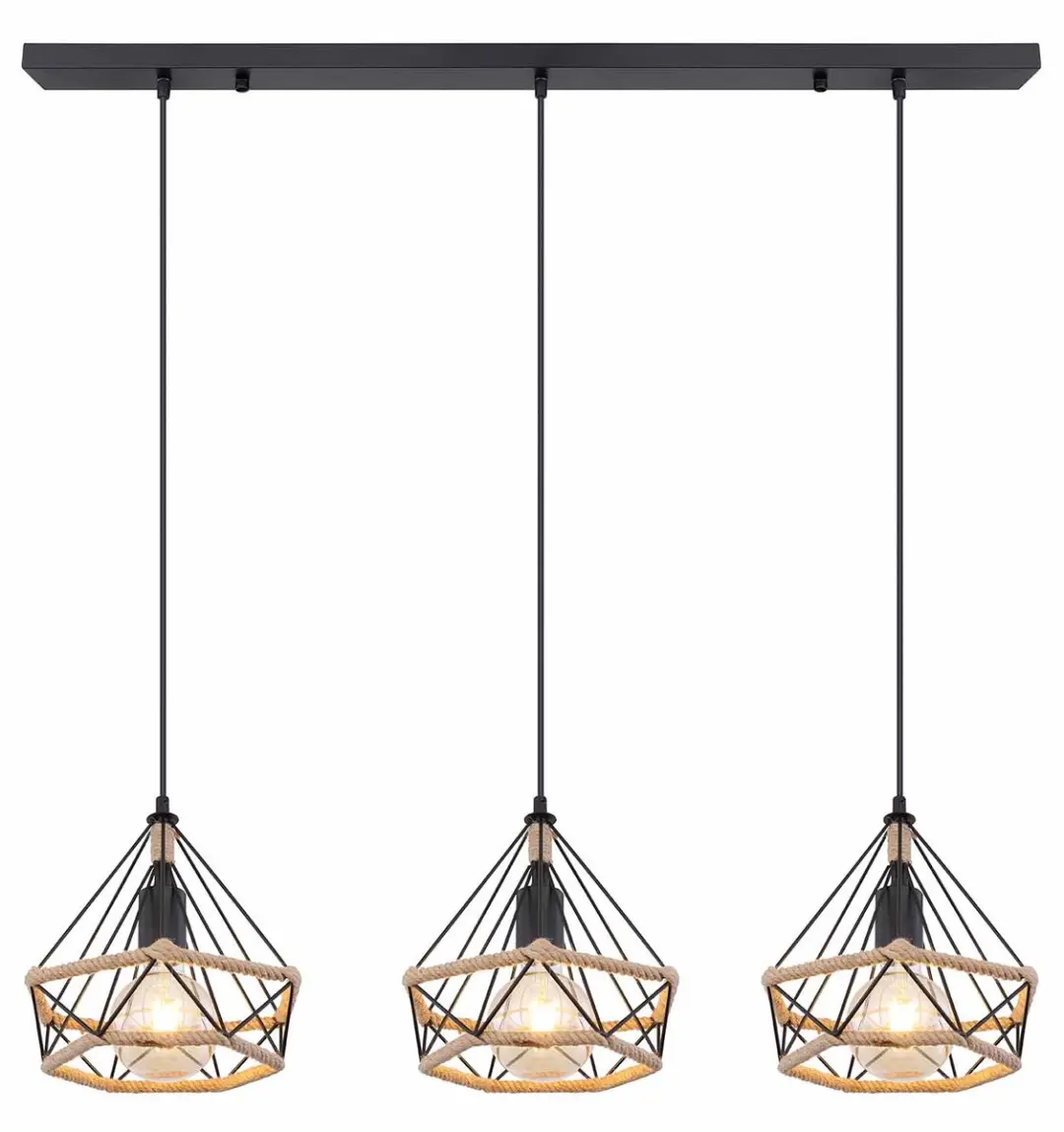Globo Ulleu Hanglamp E27 - 3 Lichtpunten - Zwart - afbeelding 6 van 6