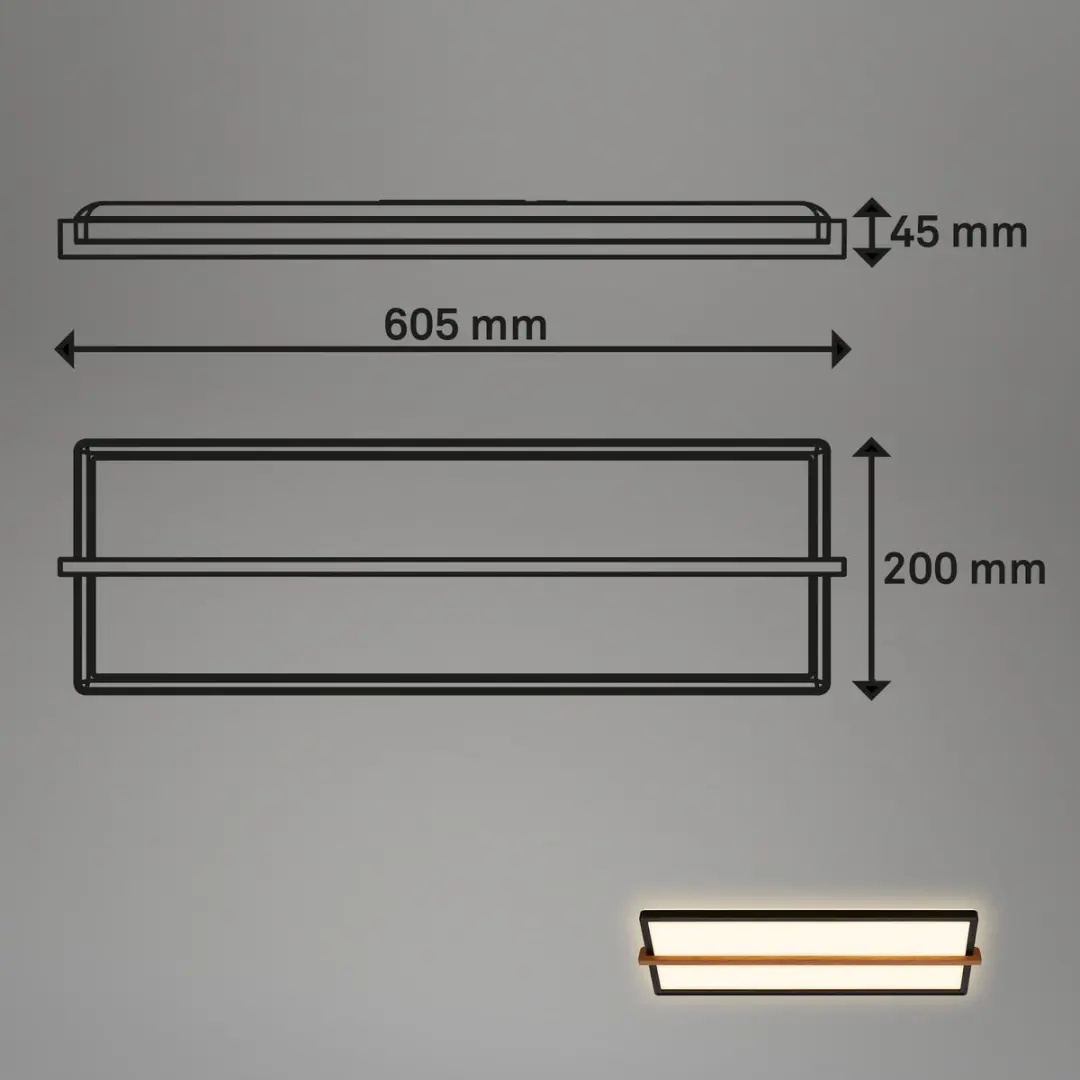 Briloner Remsa LED Plafonnière 18W - 60,5cm Zwart