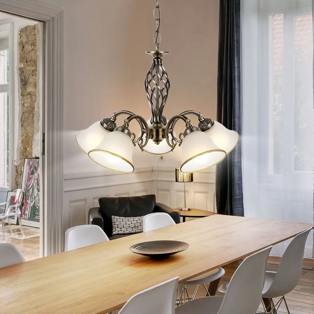 Globo Hanglamp Antiek Messing 5xE27 - 60x120cm
