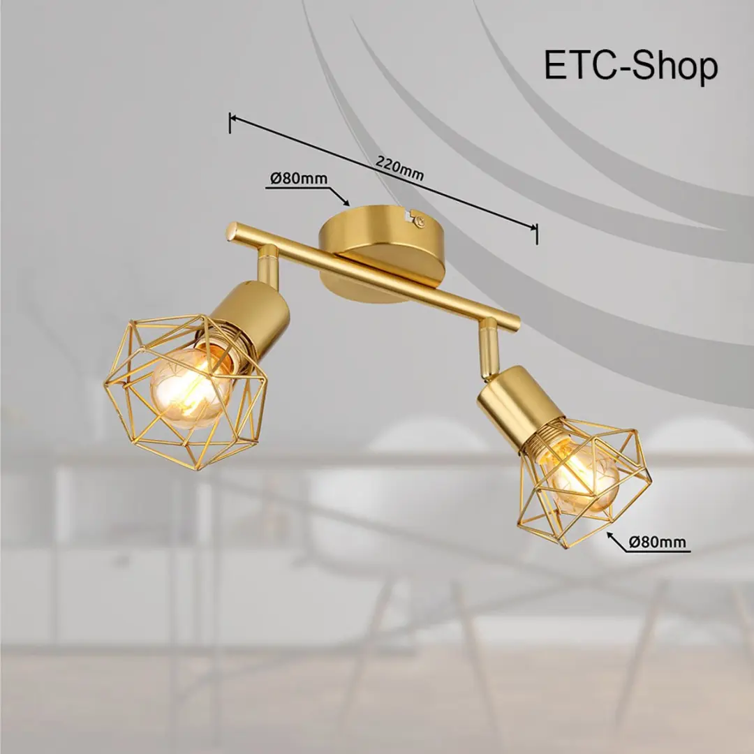 Globo Plafondlamp Retro Spotje 2x E14 - 22x8x19cm Goud