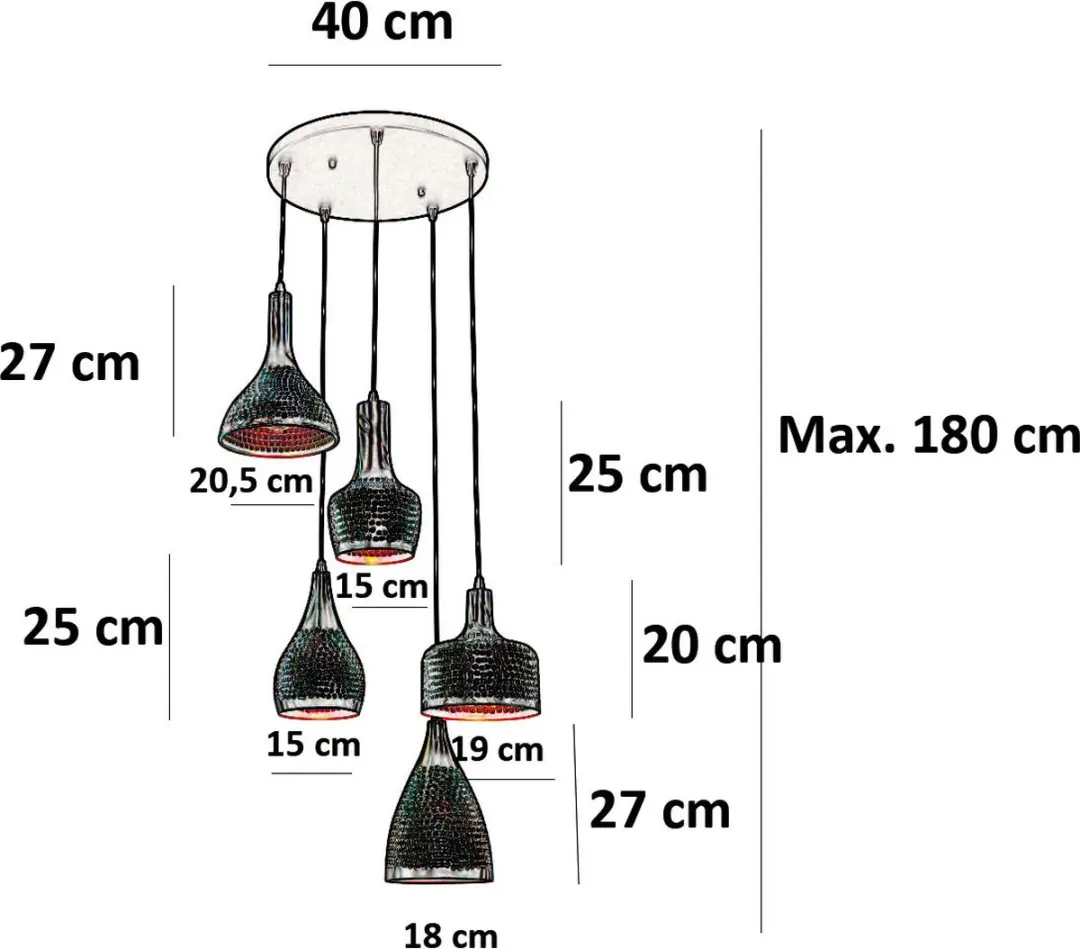 Freelight Fueco 5 Hanglamp Ø40cm - Bruin/Zwart