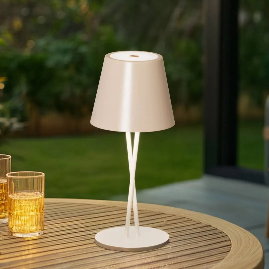 Lindby Terraslamp Beige - 1 Lichtpunt - 25 cm - Metaal/Kunststof