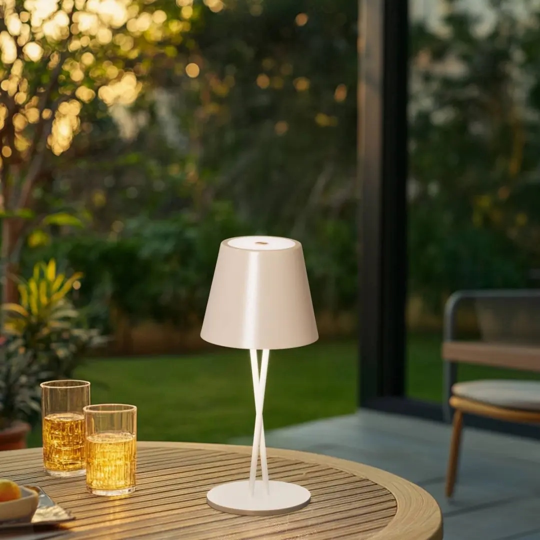 Lindby Terraslamp Beige - 1 Lichtpunt - 25 cm - Metaal/Kunststof