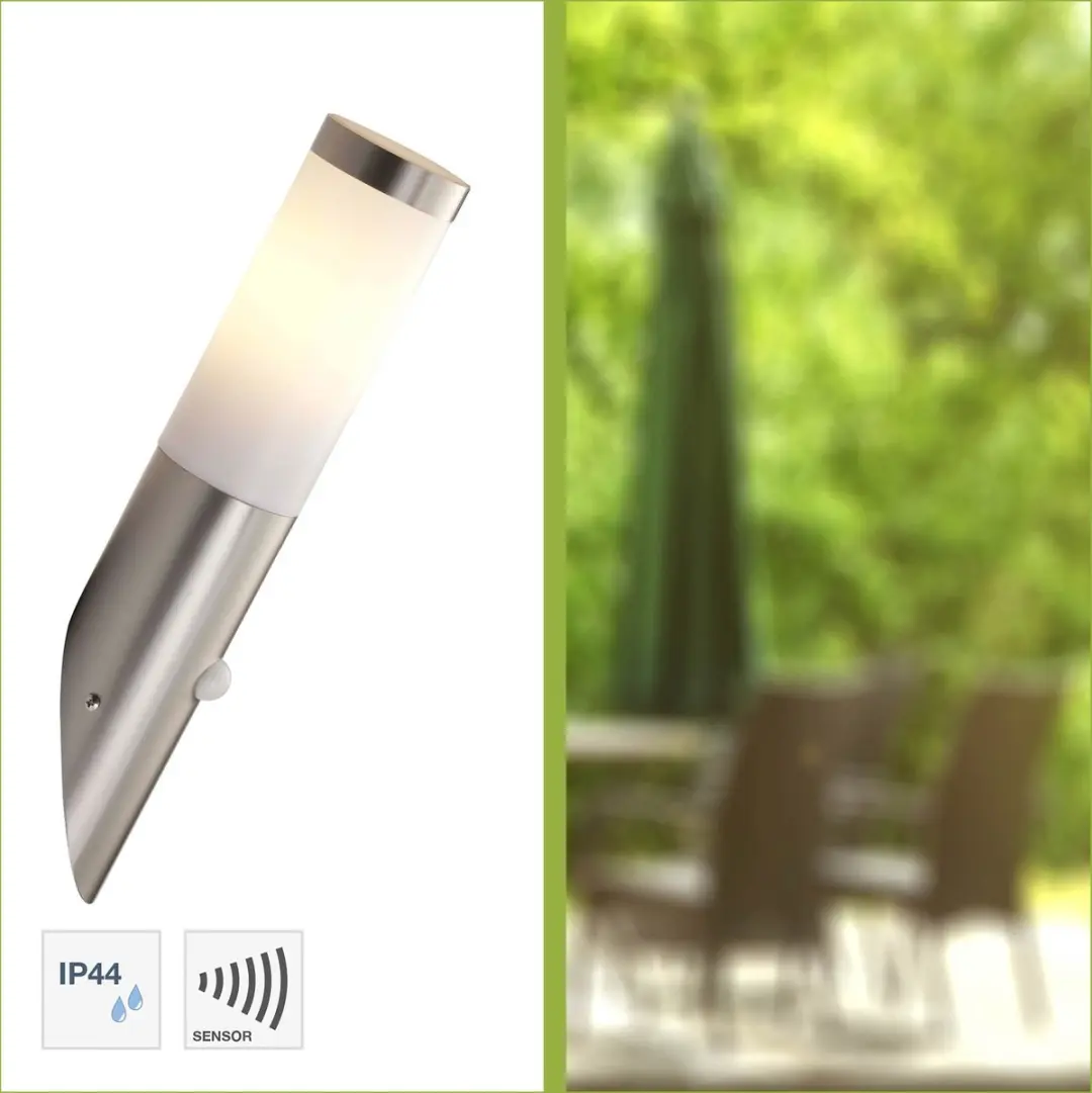 Brilliant Chorus Buitenlamp Sensor IP44 - E27 40W - Chroom/Wit