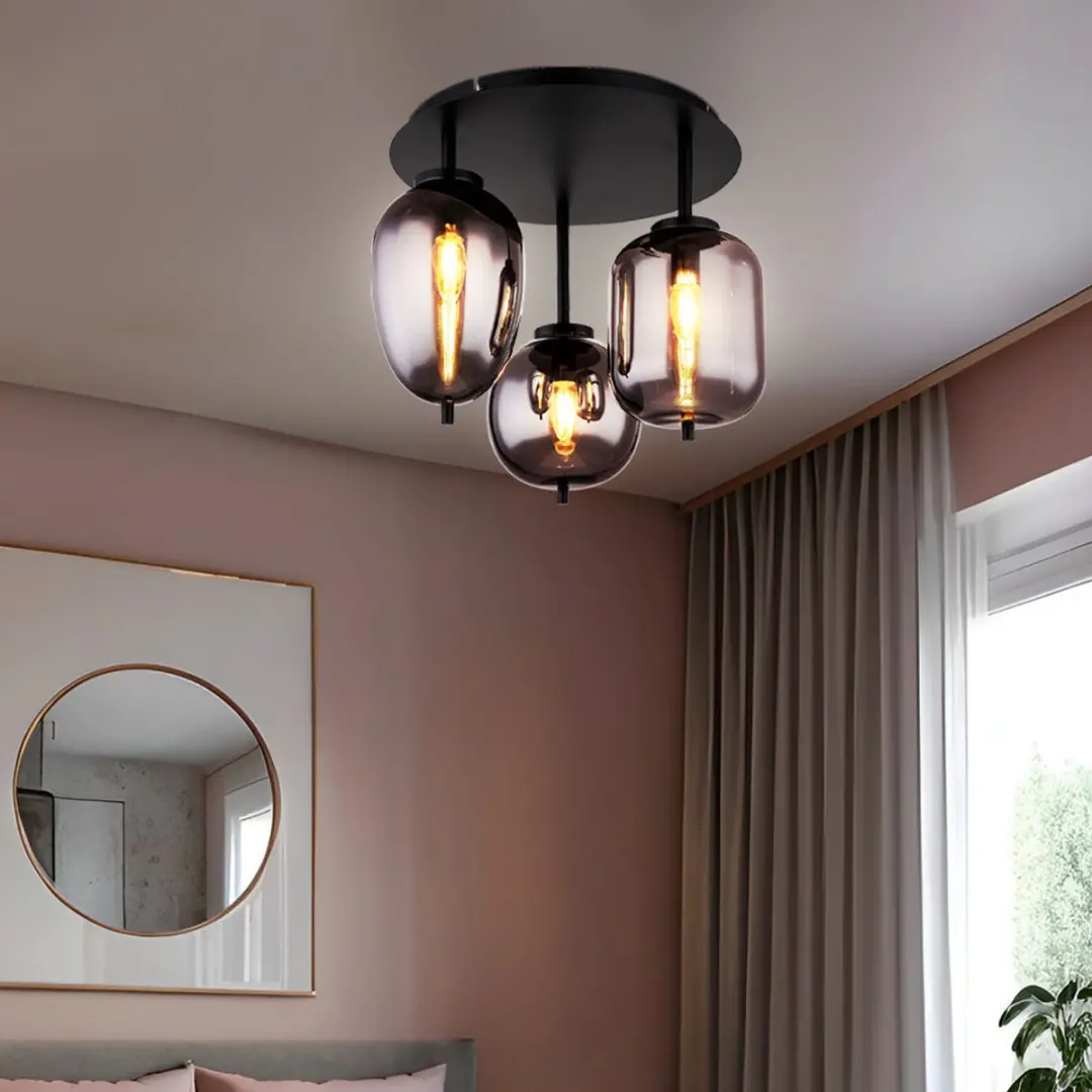 Globo Plafondlamp 3 Vlammen - Zwart - 46x36cm