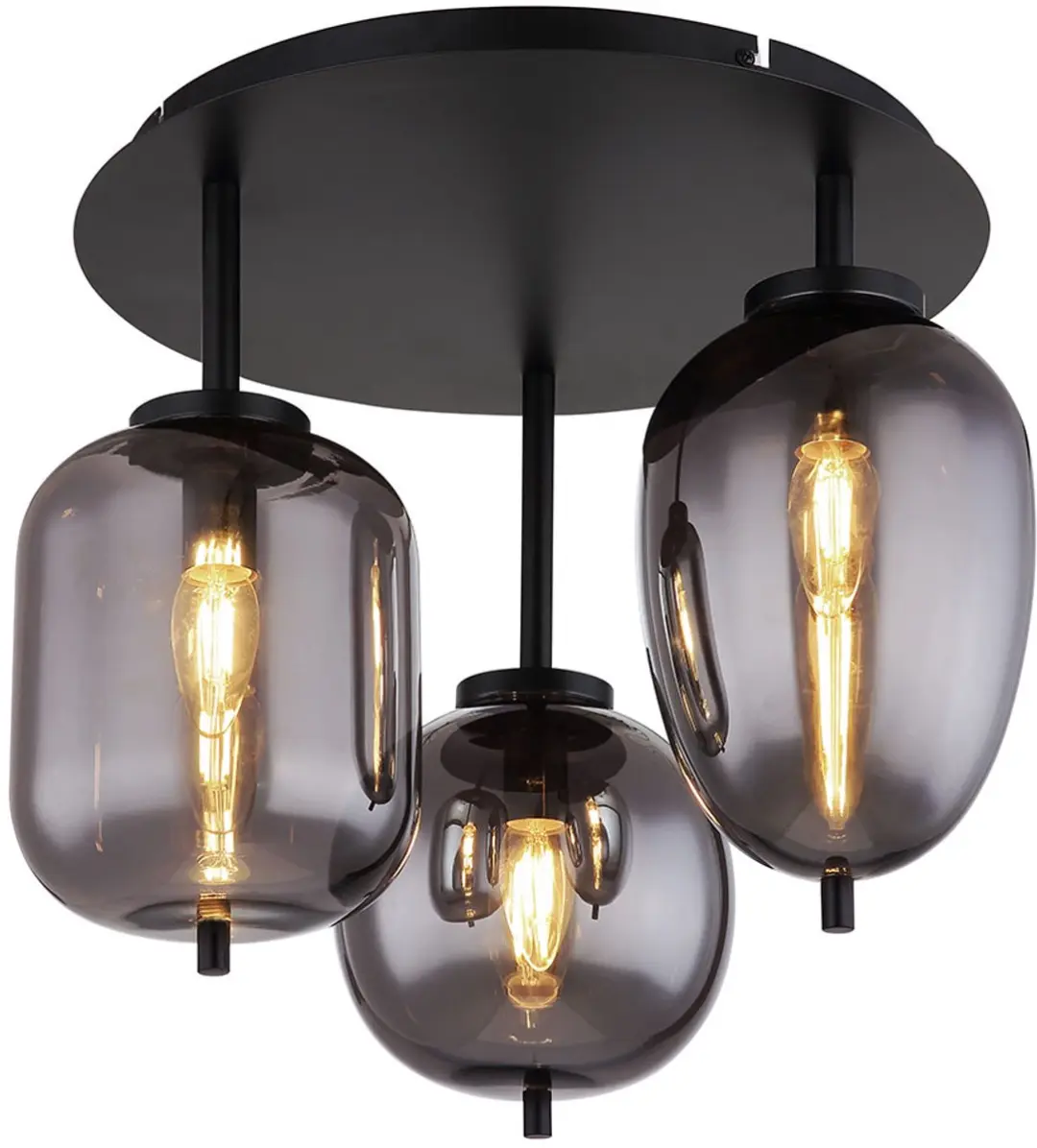 Globo Plafondlamp 3 Vlammen - Zwart - 46x36cm