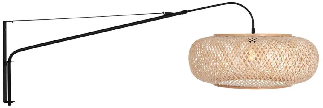 Steinhauer Wandlamp Elegant Classy 4448ZW - Zwart met bamboe kap
