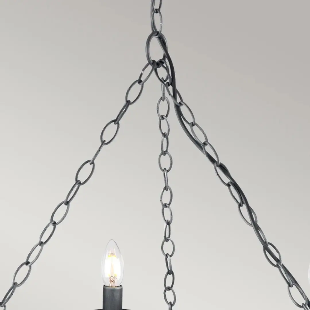 Elstead LED Kroonluchter 8x E14 60W - Dimbaar - Black/Silver Patina