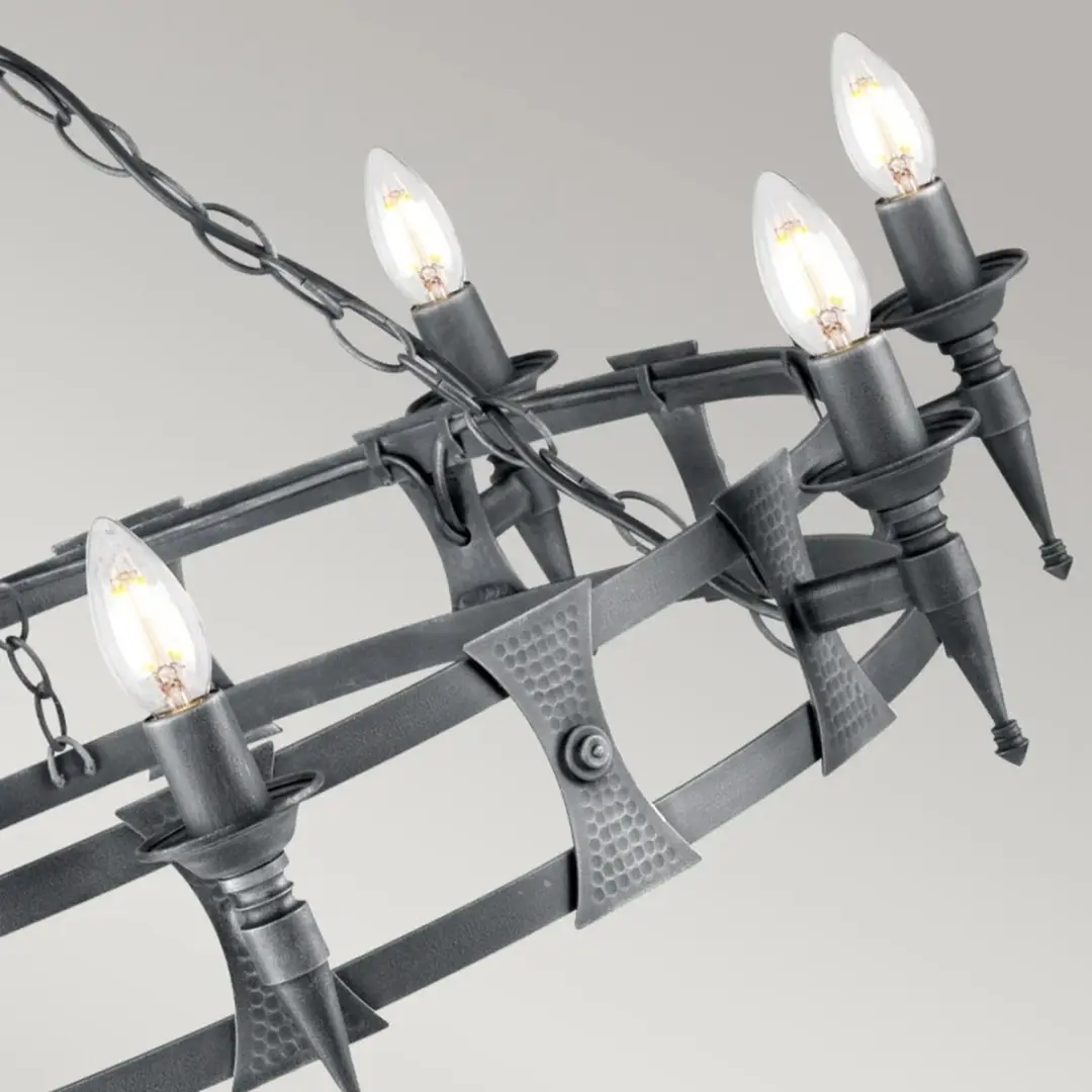 Elstead LED Kroonluchter 8x E14 60W - Dimbaar - Black/Silver Patina