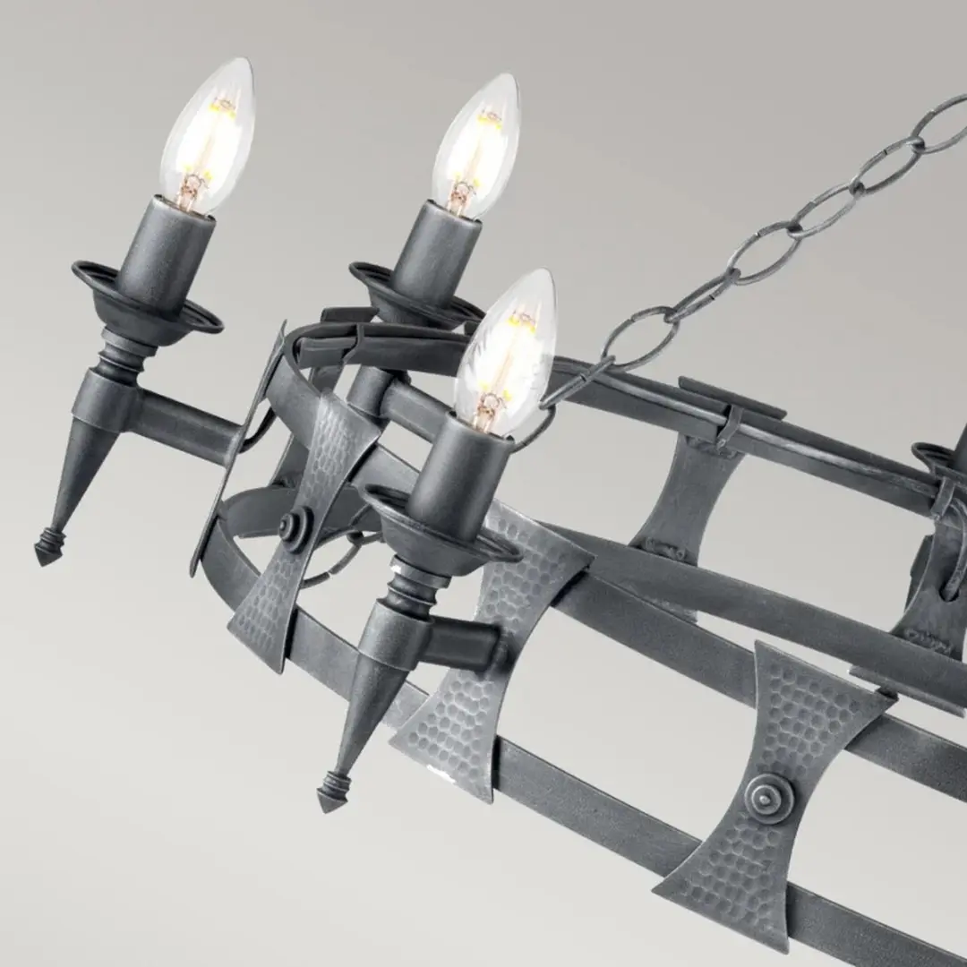 Elstead LED Kroonluchter 8x E14 60W - Dimbaar - Black/Silver Patina