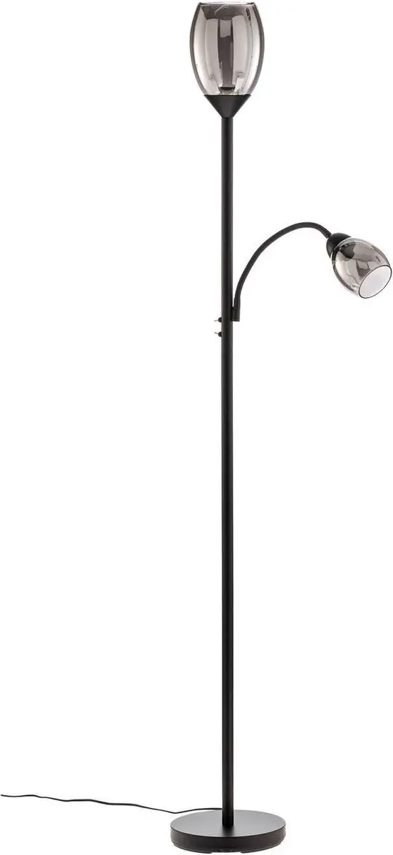 Lindby Vloerlamp 2-lichts - 180cm - Matzwart/Rookglas