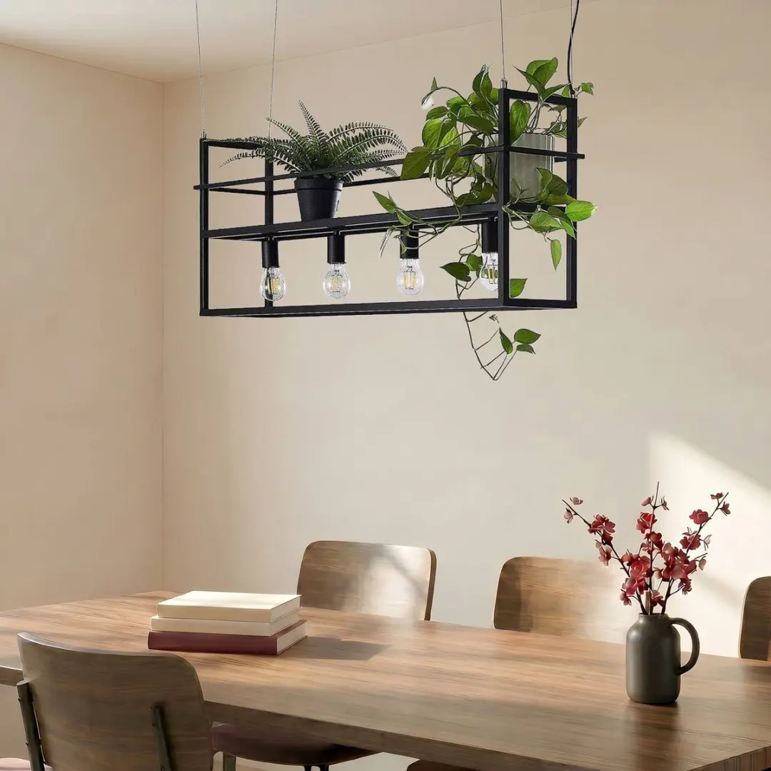 Lindby Hanglamp 4-Lichts Staal Matzwart - E27