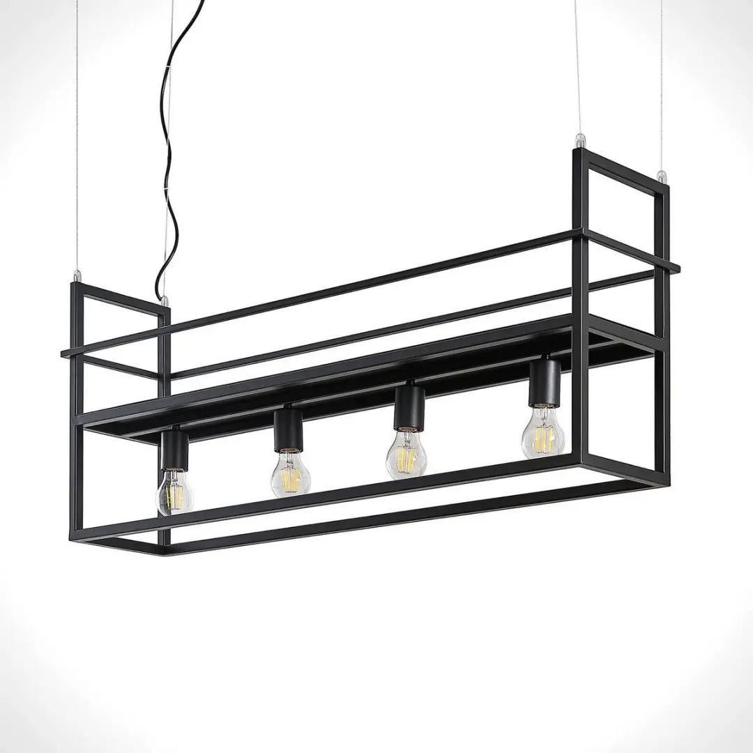 Lindby Hanglamp 4-Lichts Staal Matzwart