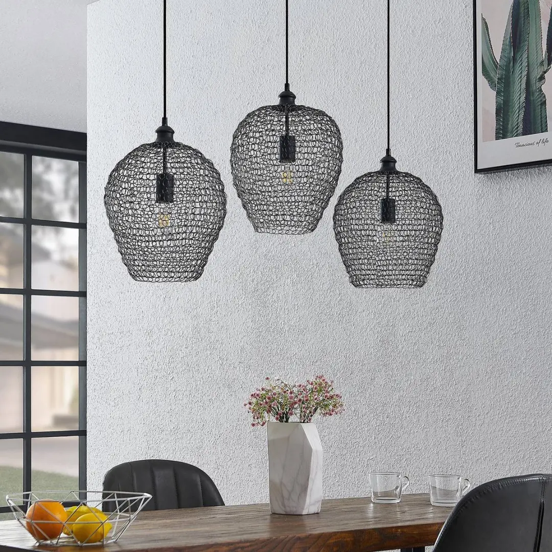 Lindby Hanglamp 3 Lichtpunten Zwart - E27