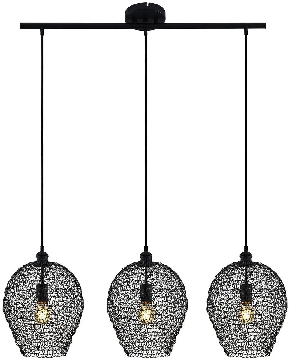 Lindby Hanglamp 3 Lichtpunten Zwart - E27