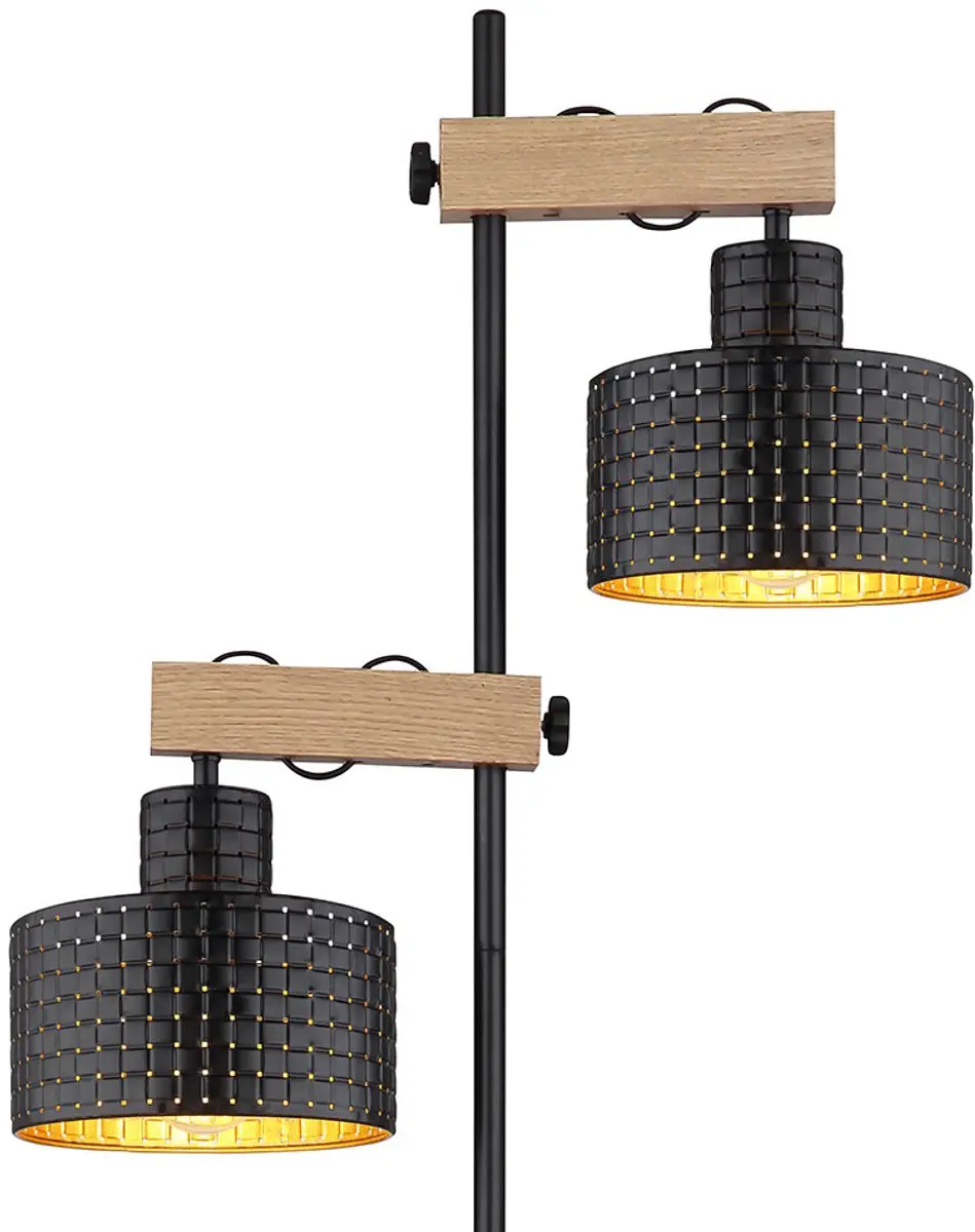 Globo Rielly Vloerlamp - 2x E27 - Zwart