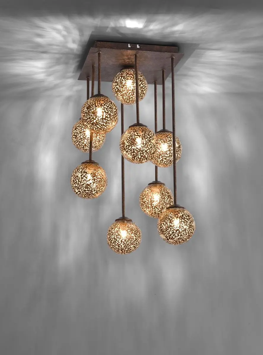 Paul Neuhaus Kreta Plafondlamp 9-Lichts - Roestbruin