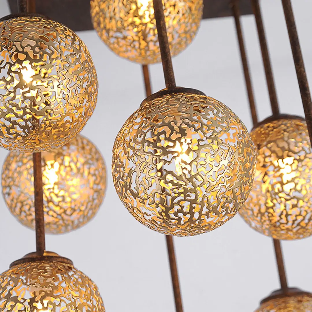Paul Neuhaus Kreta Plafondlamp 9-Lichts - Roestbruin