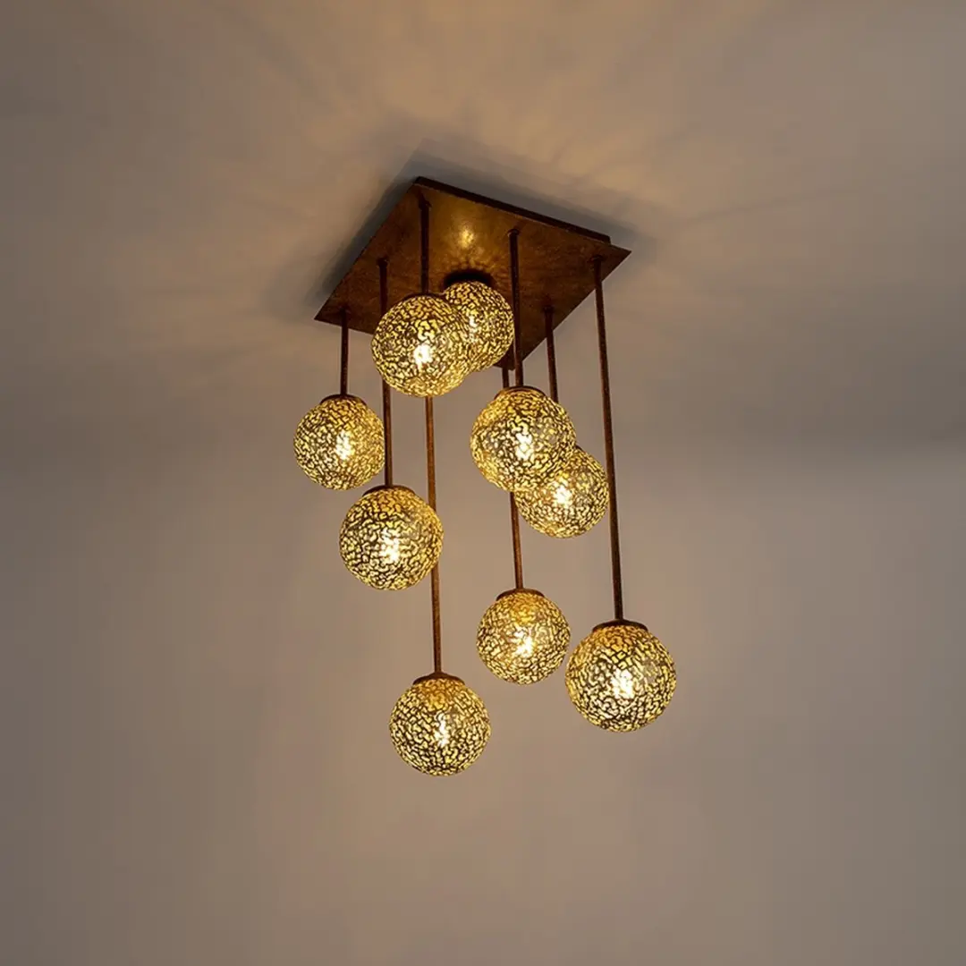 Paul Neuhaus Kreta Plafondlamp 9-Lichts - Roestbruin - afbeelding 6 van 6