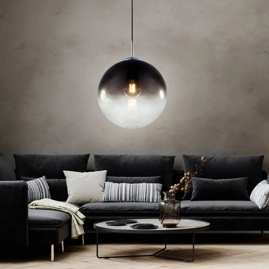 Globo Varus Hanglamp - Chroom Ø30cm - Glas Smoke - E27 - afbeelding 6 van 6