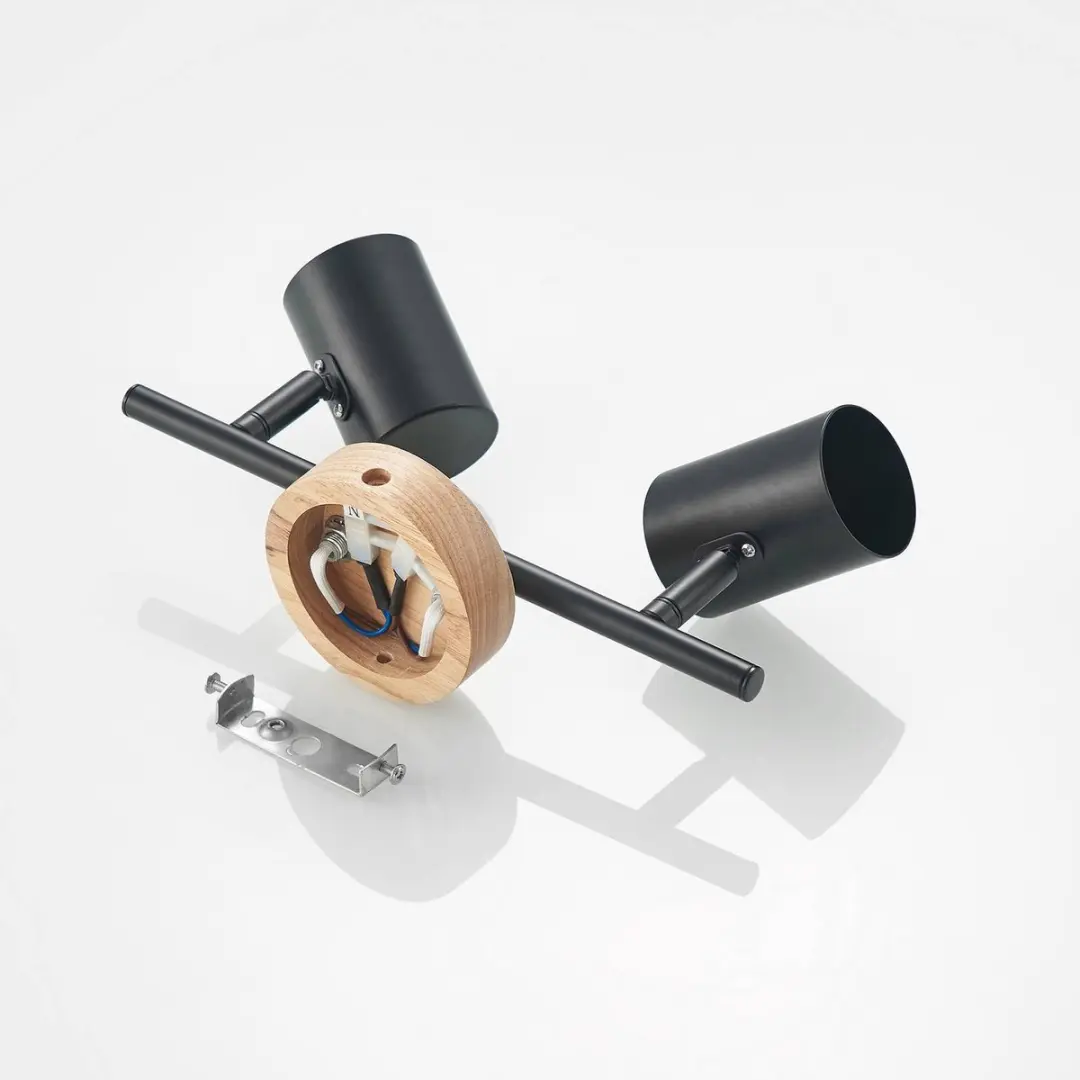 Lindby Plafondlamp 2 Lichtpunten GU10 - Zwart/Licht Hout
