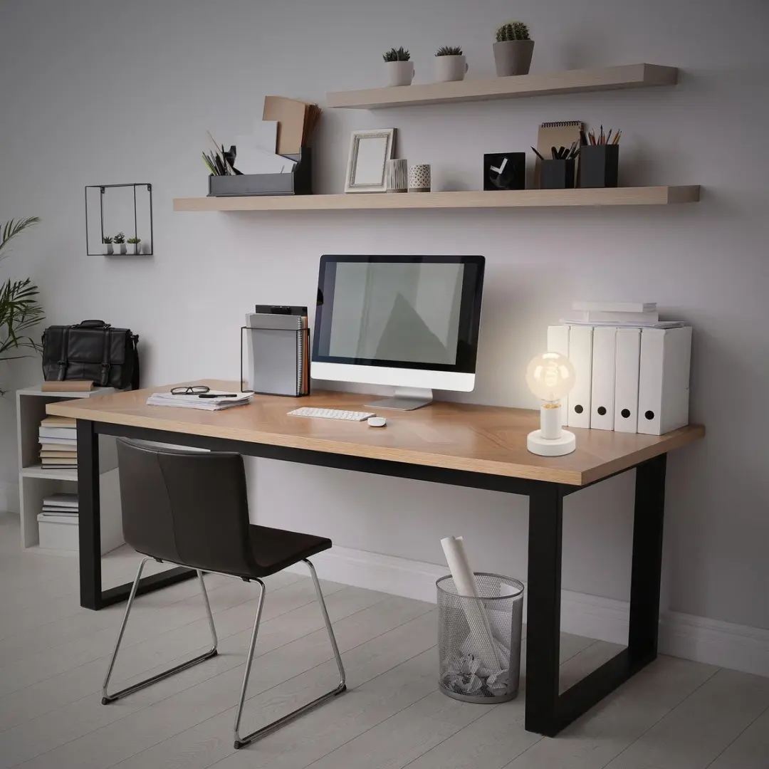 Briloner Teepu Industriële Tafellamp E27 - Ø10cm - Wit