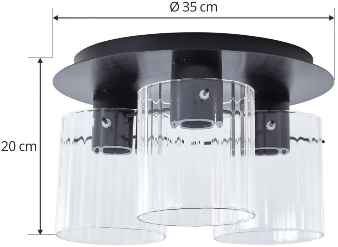Lucande Plafondlamp 3-Lichts - Ø35cm - Zwart