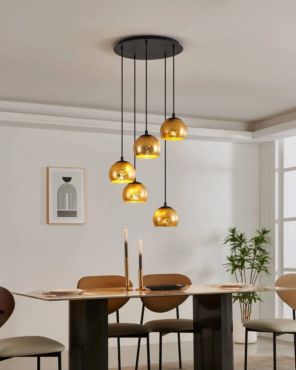Eglo Albaraccin Hanglamp E27 Ø58,5cm - Zwart/Goud - afbeelding 6 van 6