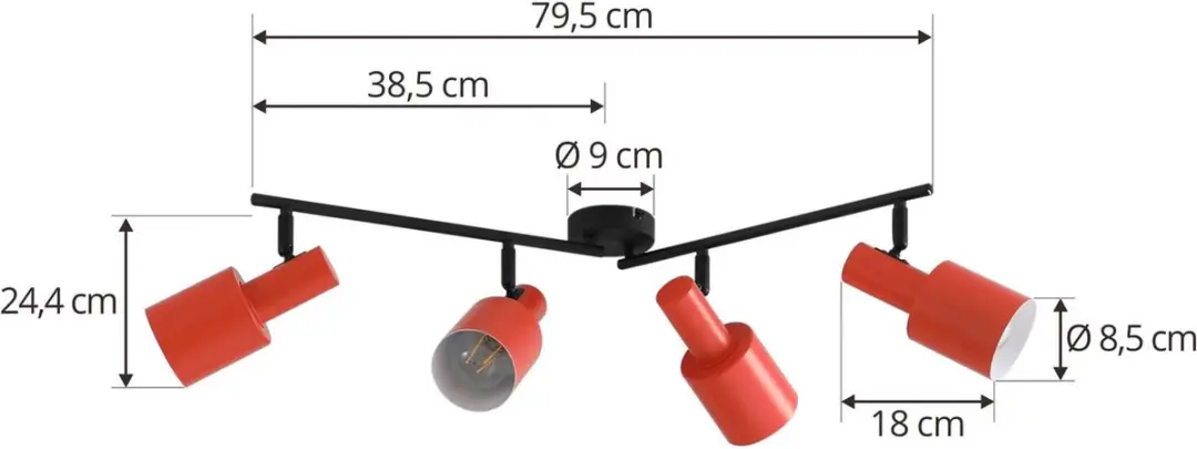Lindby Buitenspot 4-lichts E27 - 15W - Oranje/Zwart