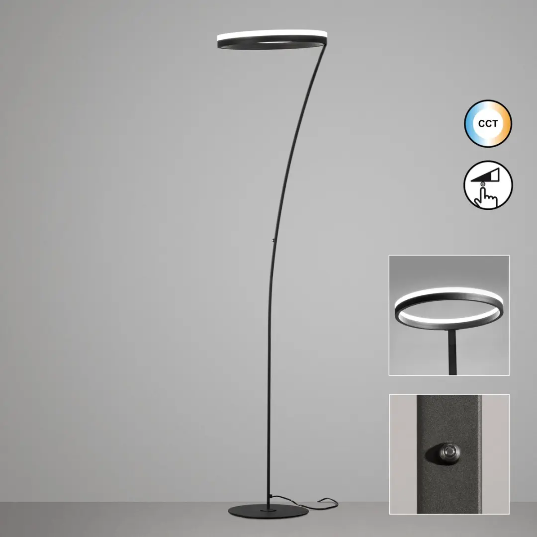 Fischer & Honsel Sirko LED Vloerlamp 30W - Zwart