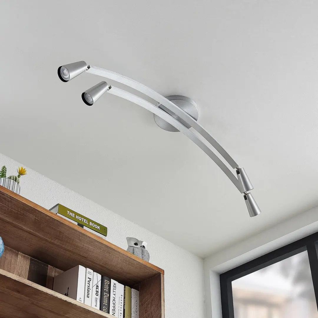 Lucande Plafondlamp 4 Lichtpunten GU10 - 25cm - Geborsteld Aluminium