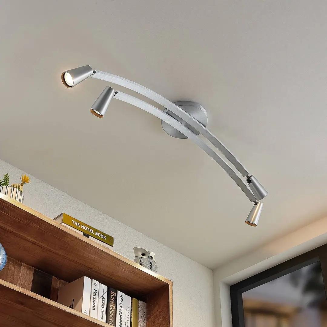 Lucande Plafondlamp 4 Lichtpunten GU10 - 25cm - Geborsteld Aluminium