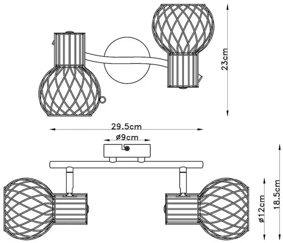 Globo Plafondlamp 2-vlams Spot - 2x E27 - 29,6x23x18,5cm Wit