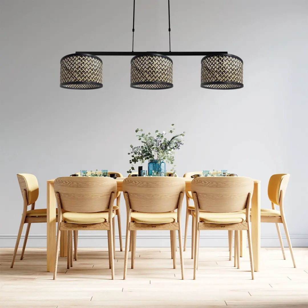 Steinhauer 3-lichts Hanglamp Stang 3743ZW - Bamboe/Zwart