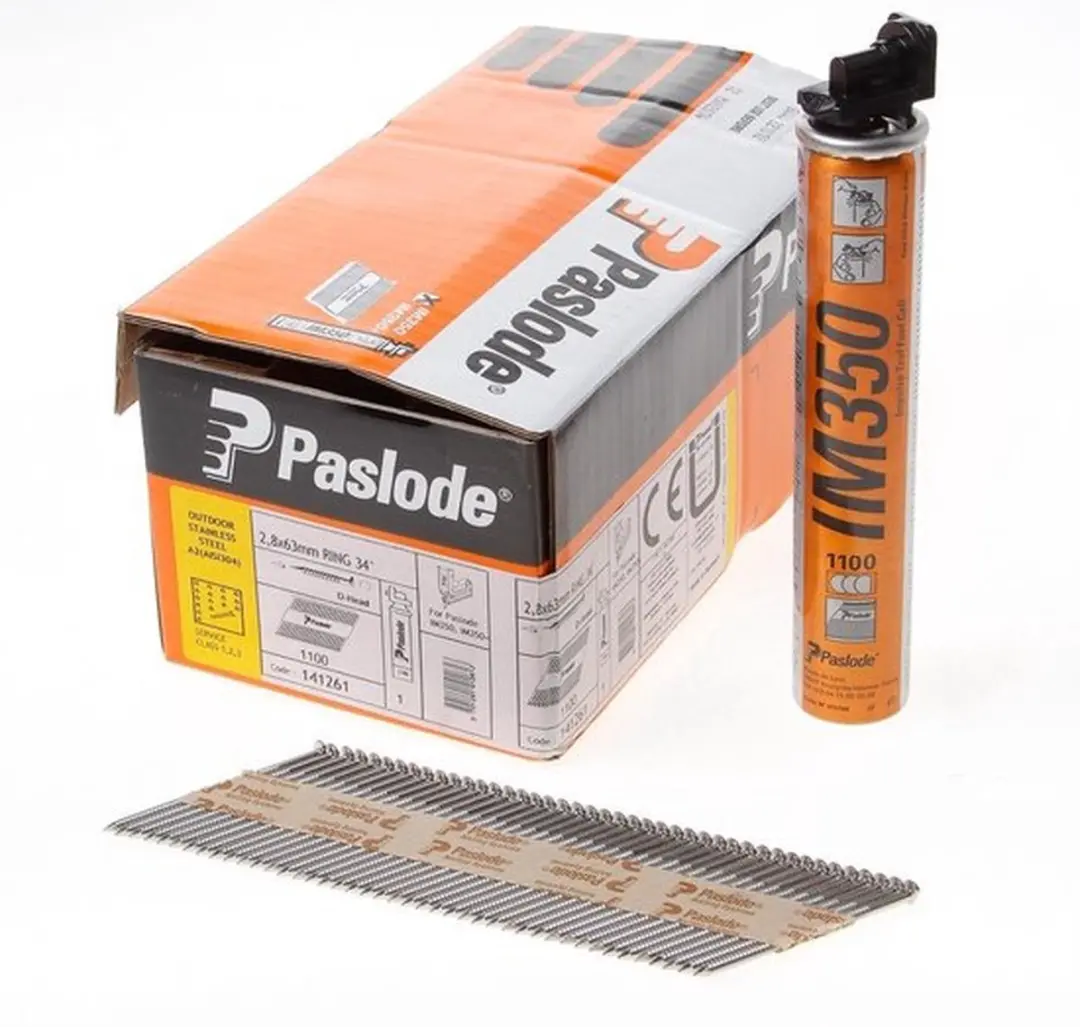 Paslode IM350 D-Kop Ringnagels 2,8x63mm Inox A2 - 1100 Stuks