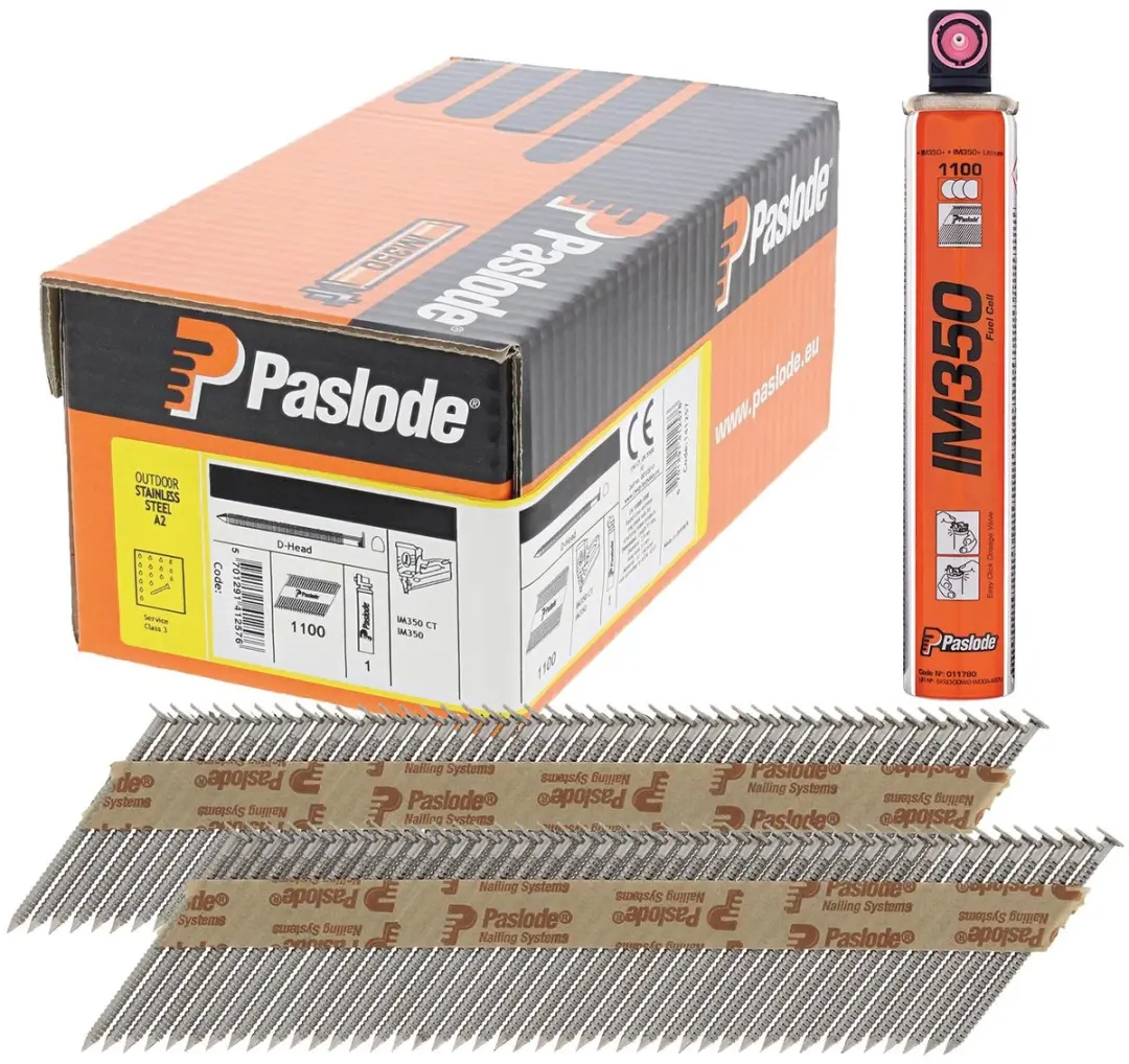 Paslode IM350 D-Kop Ringnagels 2,8x63mm Inox A2 - 1100 Stuks