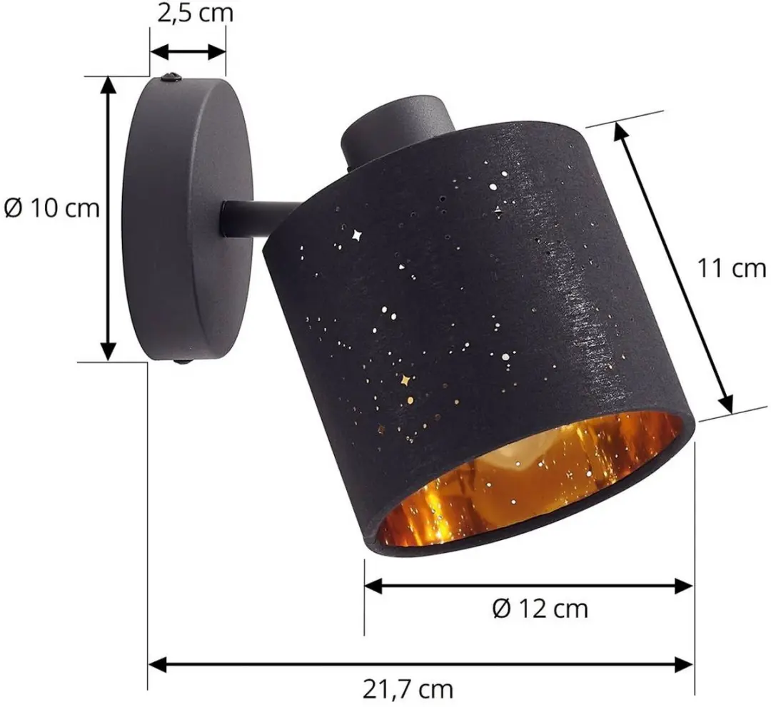 Lindby Wandlamp E14 1 Licht - Zwart/Goud