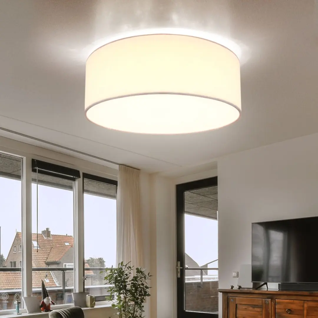 Globo Plafondlamp 1-vlam LED 12W Warm Wit - 30x12cm Wit