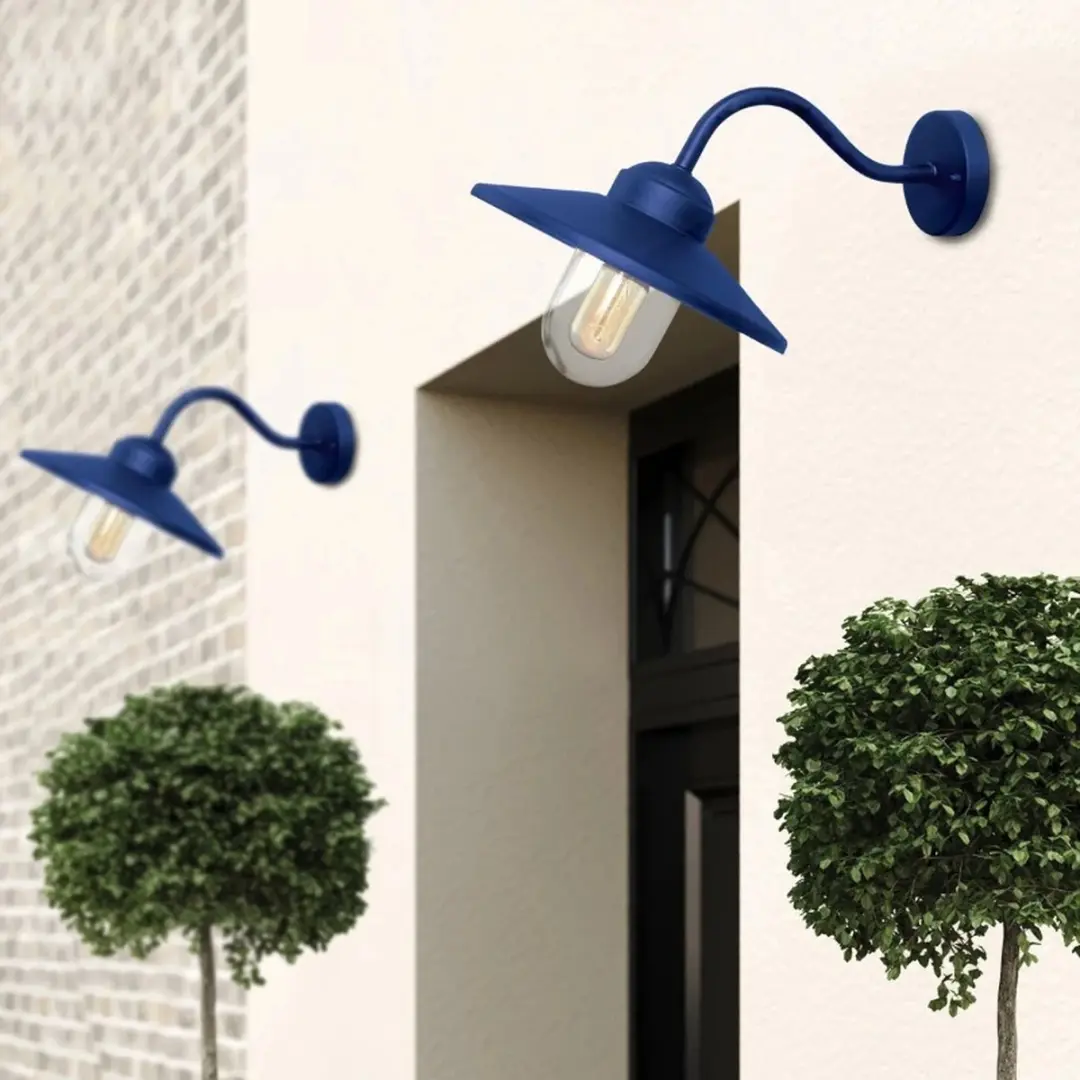 Elstead Klampenborg LED Wandlamp E27 60W - IP44 - Navy Blue - afbeelding 6 van 6