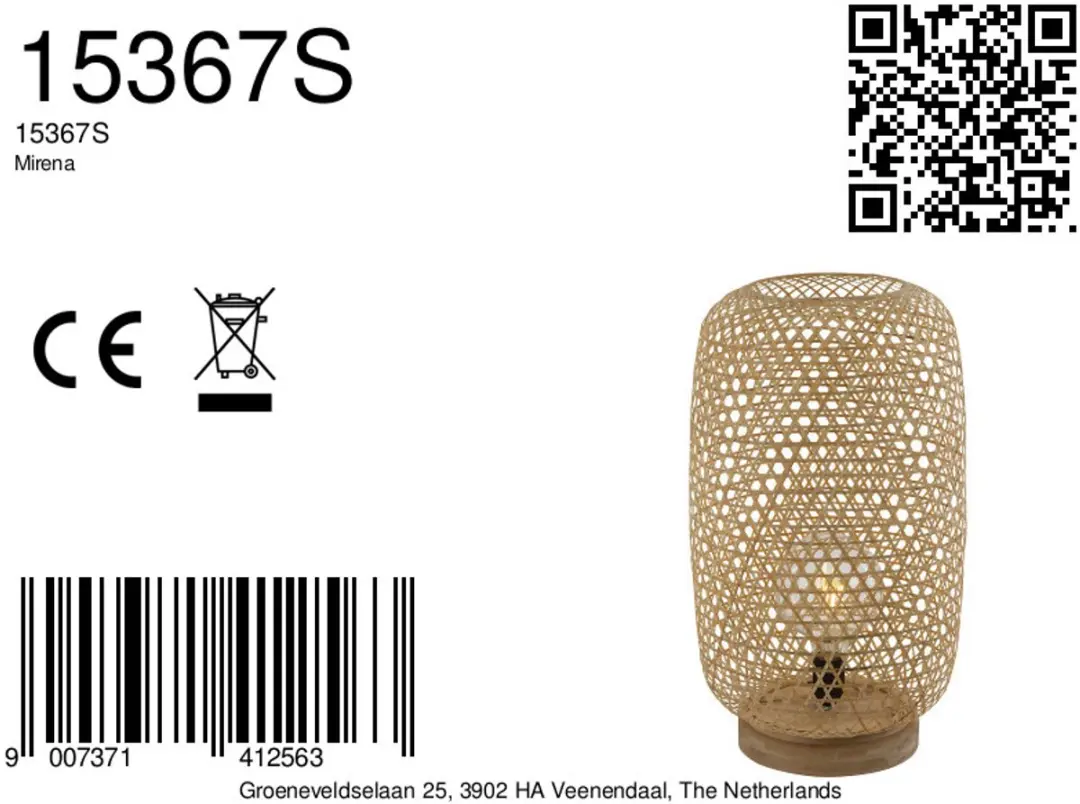 Globo Vloerlamp Bamboe Bruin - 1 Lichtpunt E27