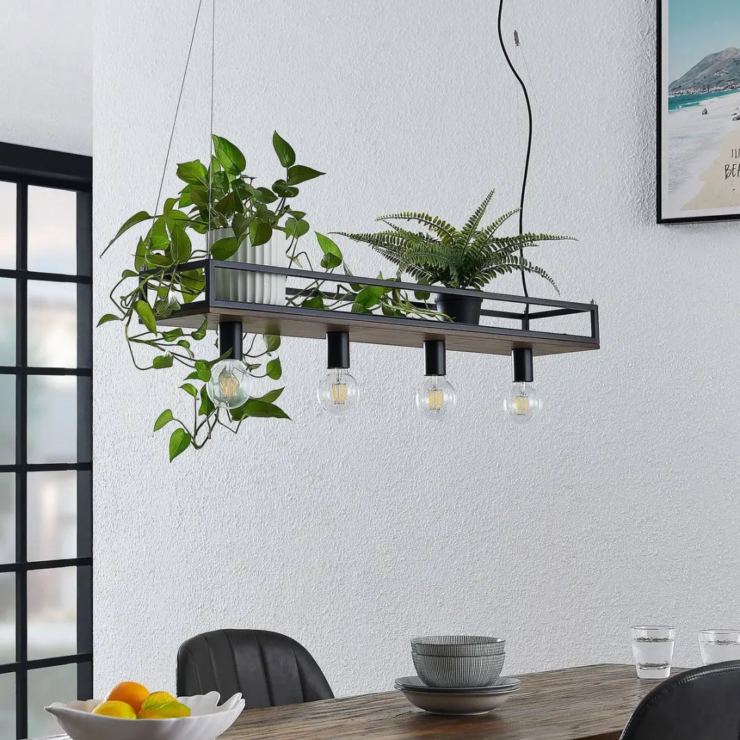 Lindby Hanglamp 4-lichts IJzer/Donkere grenen - 15W